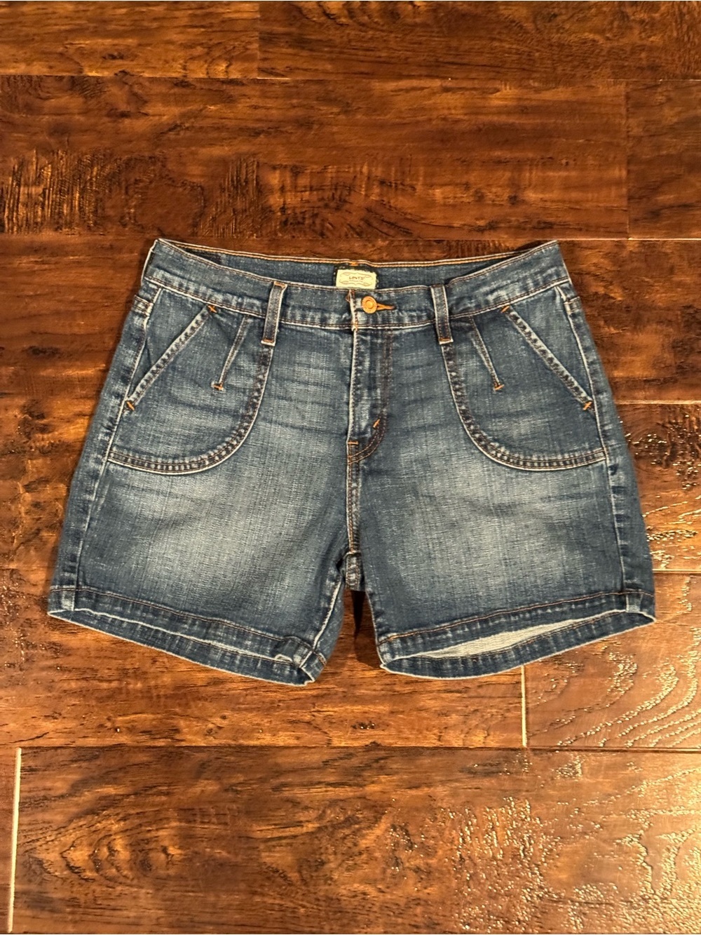 Levi's 515 Short High Rise Pleated Denim Shorts Dark Wash Size 8